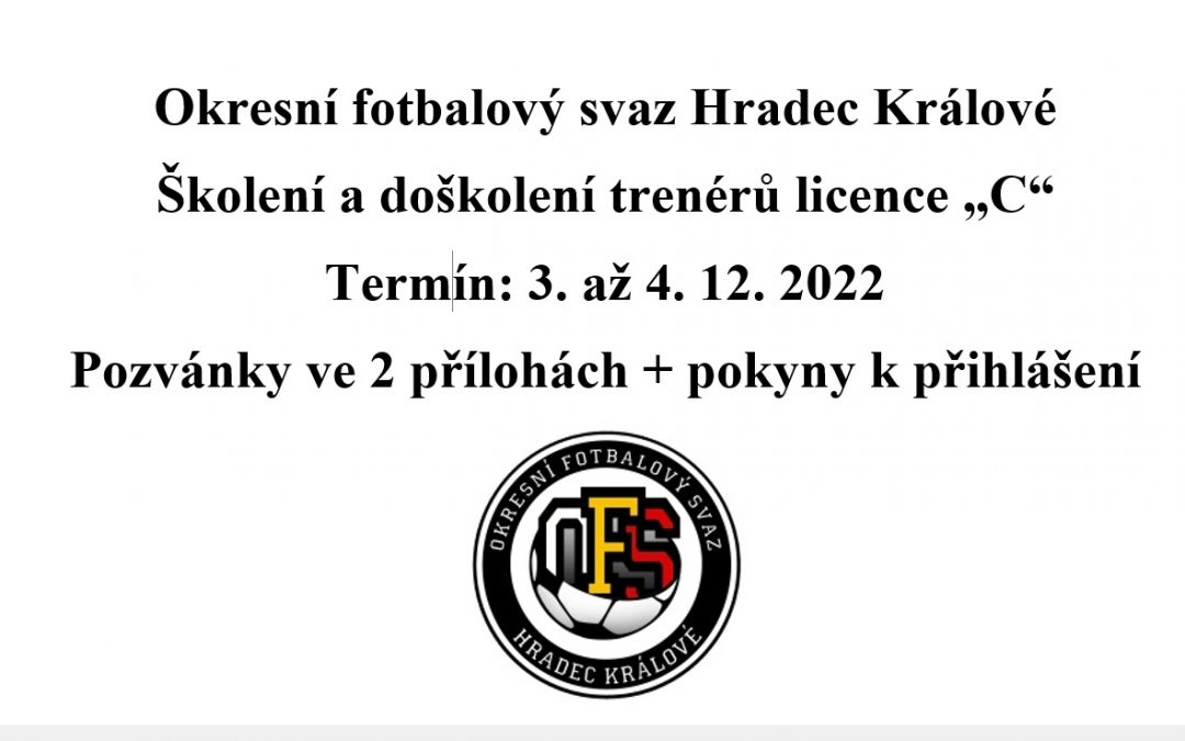 Školení a doškolení trenérů licence C 3. – 4. 12. 2022